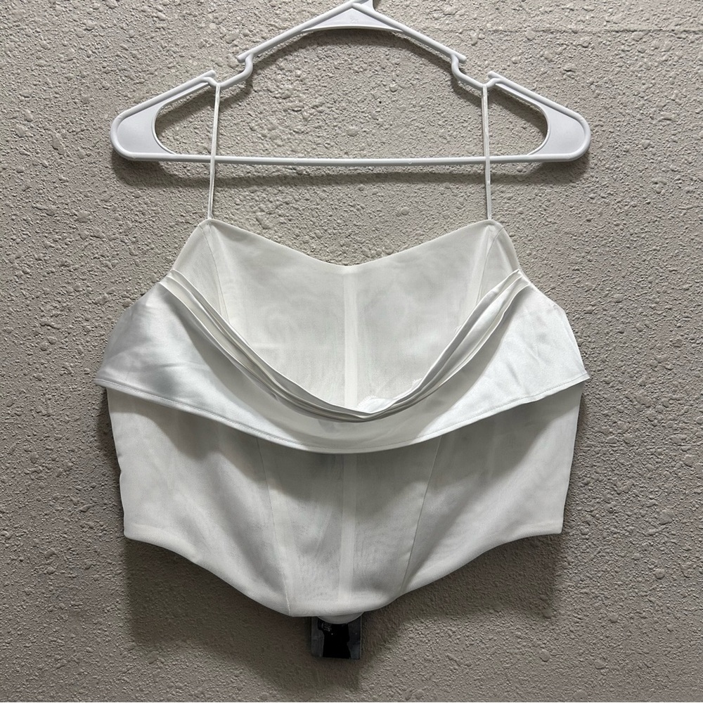 Sincerely Jules Ivory Mesh Corset Top With Satin Sash NWT L